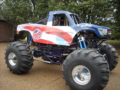 <img src= mini_monster.jpg" alt= "a patriotic themed mini monster truck" />