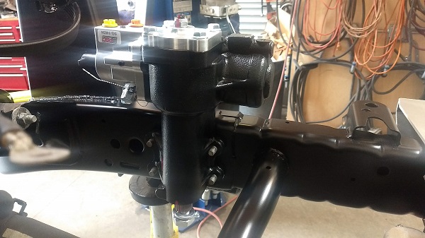 Steering box set in place