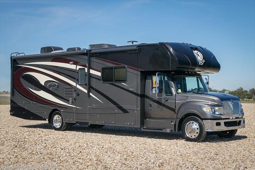 <img src= "superC1.jpg" alt= "super C motor home with black and grey graphics" />